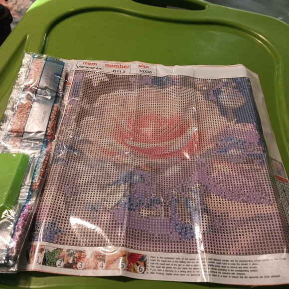 Pink Rose Diamond Art Kit 30x30 - Picture 2 of 4